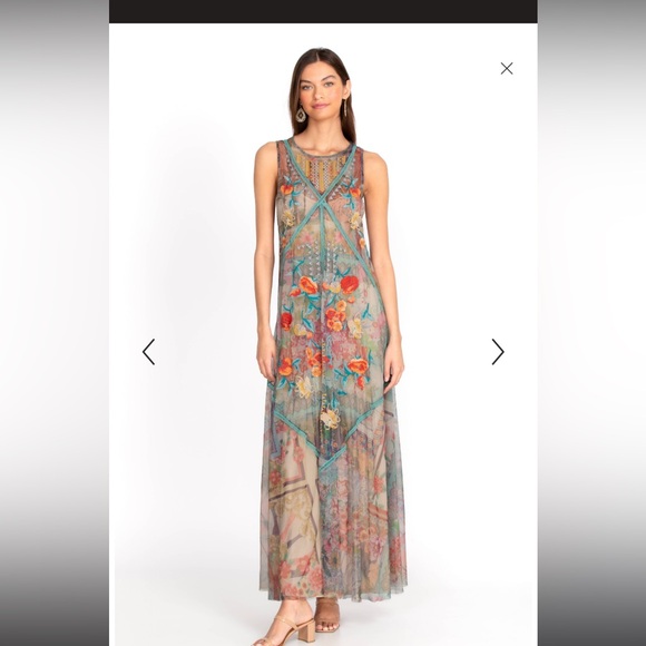 JOHNNY WAS Jolene Mesh Floral Maxi Dress - Picture 2 of 3
